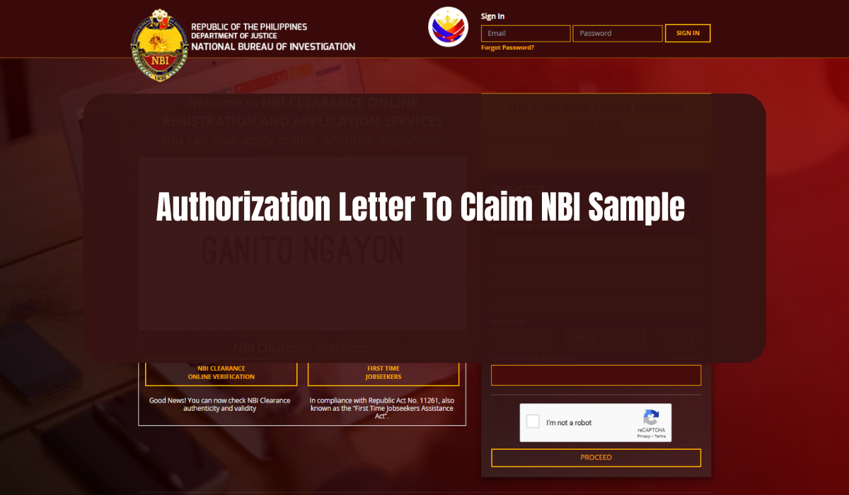 Authorization Letter To Claim NBI Sample